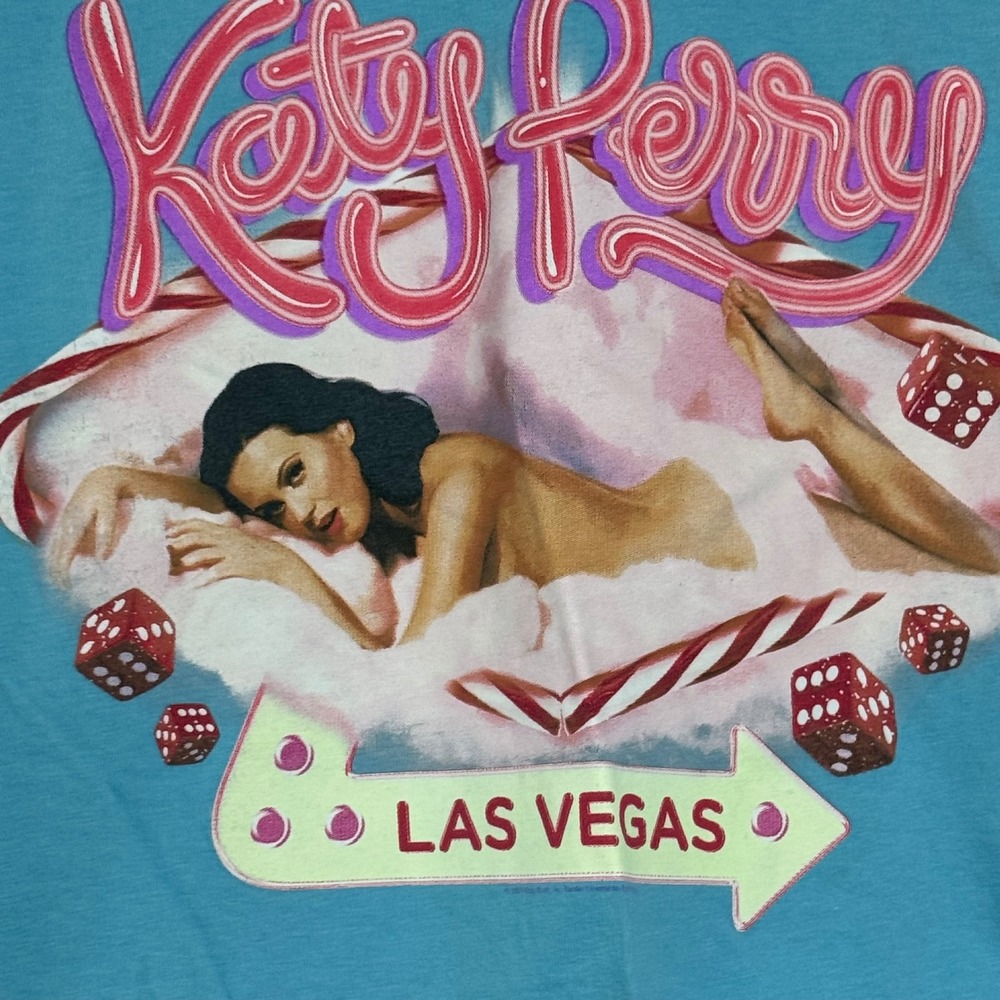 Official Katy Perry Play Las Vegas Graphic Tee Crop Top Short Sleeve Blue WMNS S
